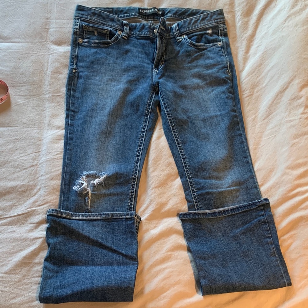 Express Women's low rise Blue Boot Cut Jeans